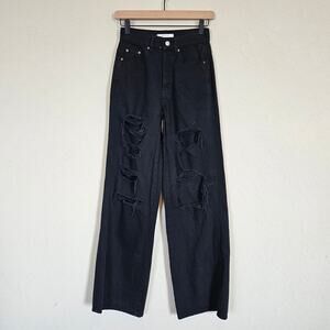Pacsun Black Baggy‎ Jeans Distressed Women's Size 24 Casual Punk Skater Goth